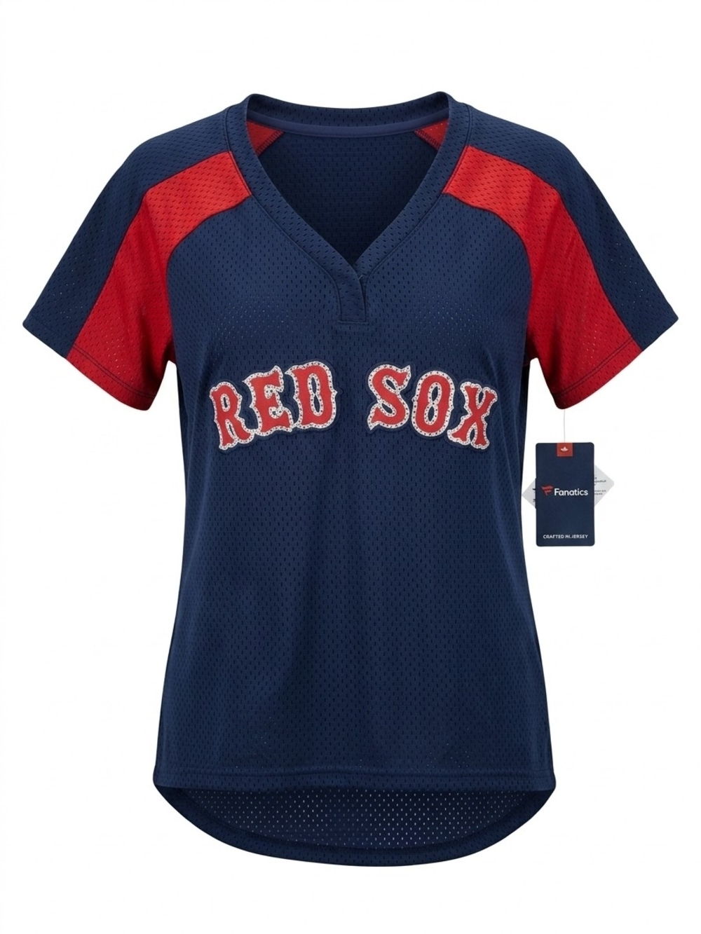 Fanatics Women's Boston Red Sox Navy & Red V-Neck Jersey Tee